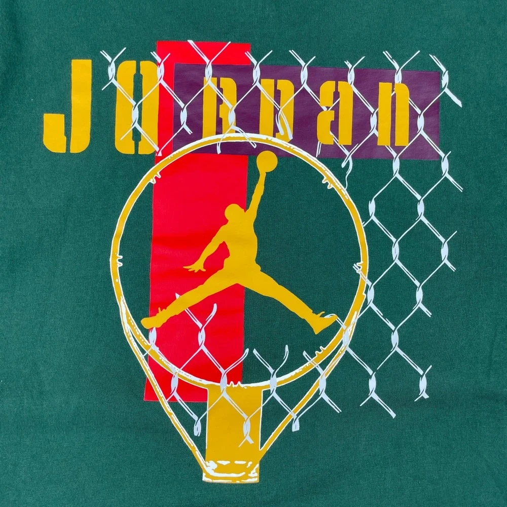 Jordan Jumpman T-Shirt Mens Large Green Long Sleeve Chain Link DV7756-333